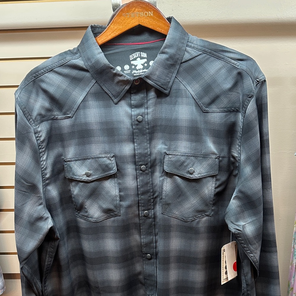 Desert Son Men's Gray Plaid Button Down Shirt